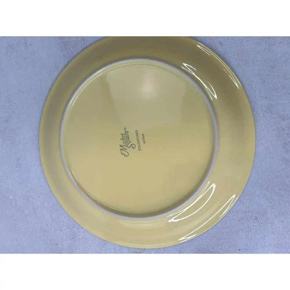 Vintage Yellow And Blue Market Square‎ Colorstones Japan Dinner Plates 10.5 Inch
